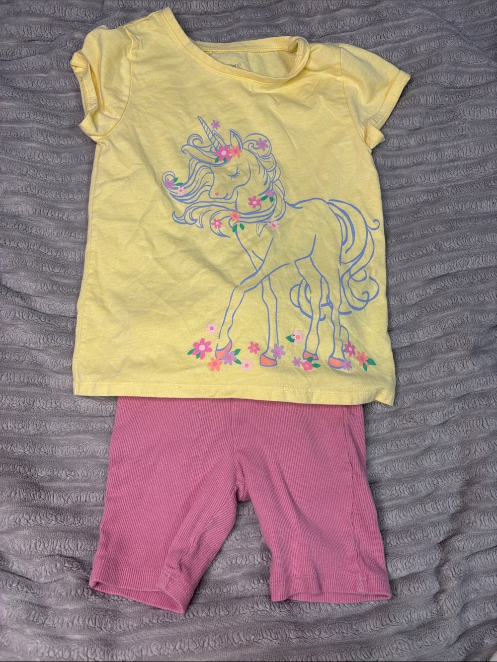 4T Yellow Unicorn Set with Pink Shorts